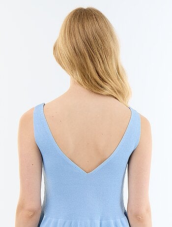 Débardeur peplum en maille côtelée