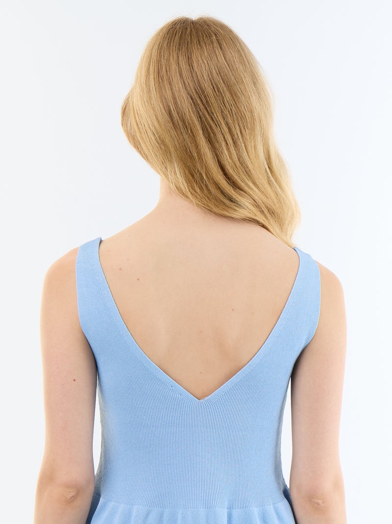 Débardeur peplum en maille côtelée Bleu - Kiabi