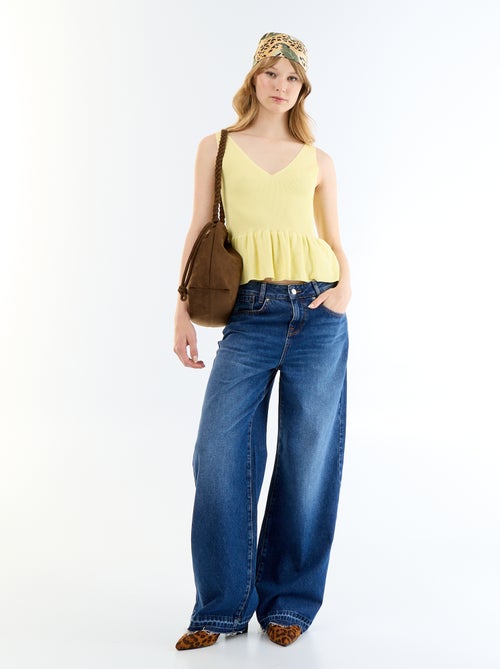 Débardeur peplum en maille côtelée - Kiabi