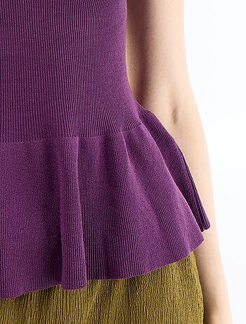 Débardeur peplum en maille côtelée