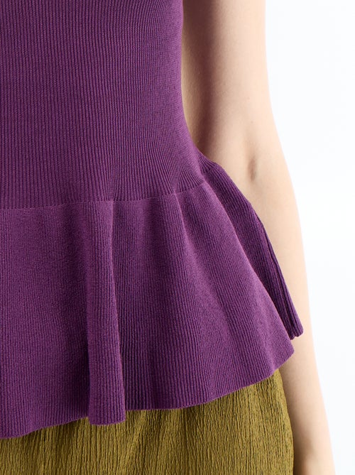 Débardeur peplum en maille côtelée - Kiabi