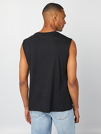 Débardeur pour homme en coton avec motif fantaisie et col rond
