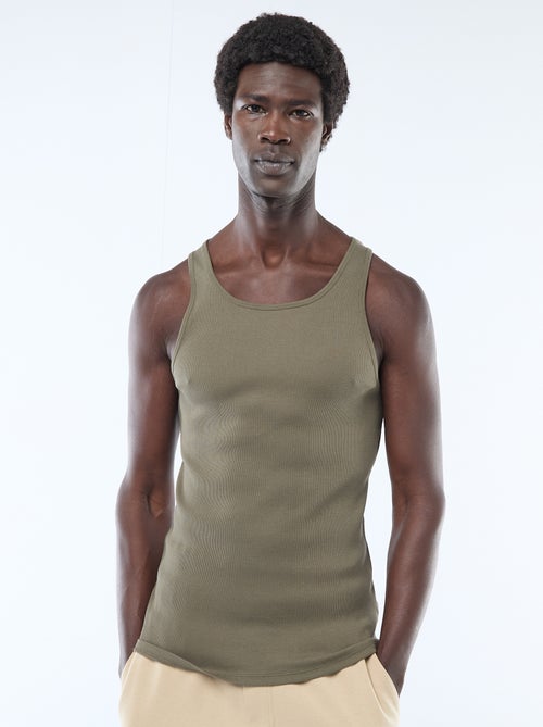 Débardeur pour homme en coton uni à col rond - Kiabi