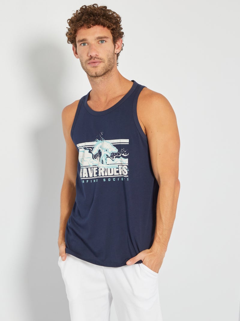 Débardeur 'Produkt' en jersey bleu marine - Kiabi