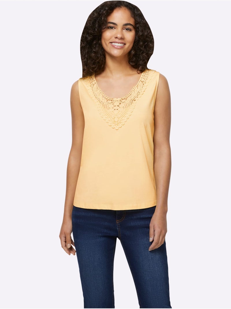 Débardeur Pur Coton - Taille Standard - Helline Jaune citron - Kiabi