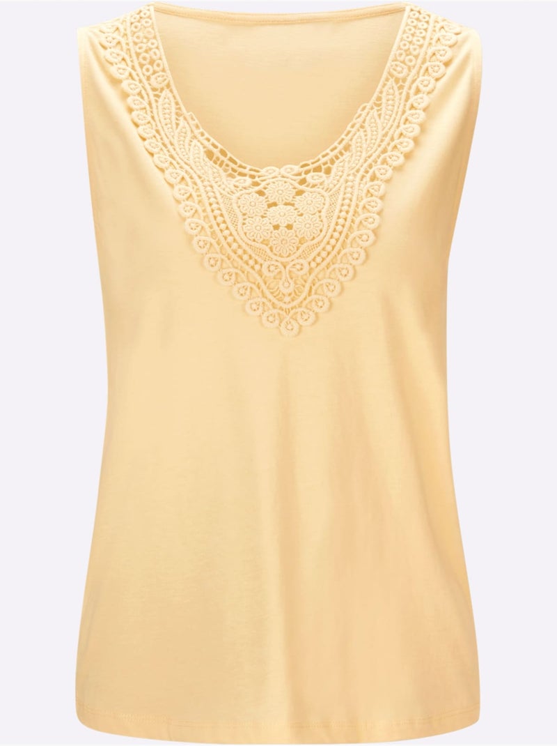 Débardeur Pur Coton - Taille Standard - Helline Jaune citron - Kiabi