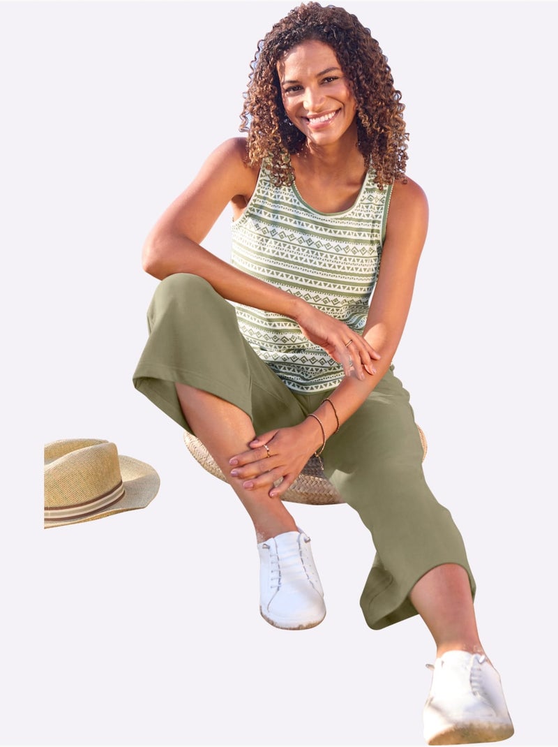 Débardeur Pur Coton - Taille Standard - Witt Blanc Vert - Kiabi