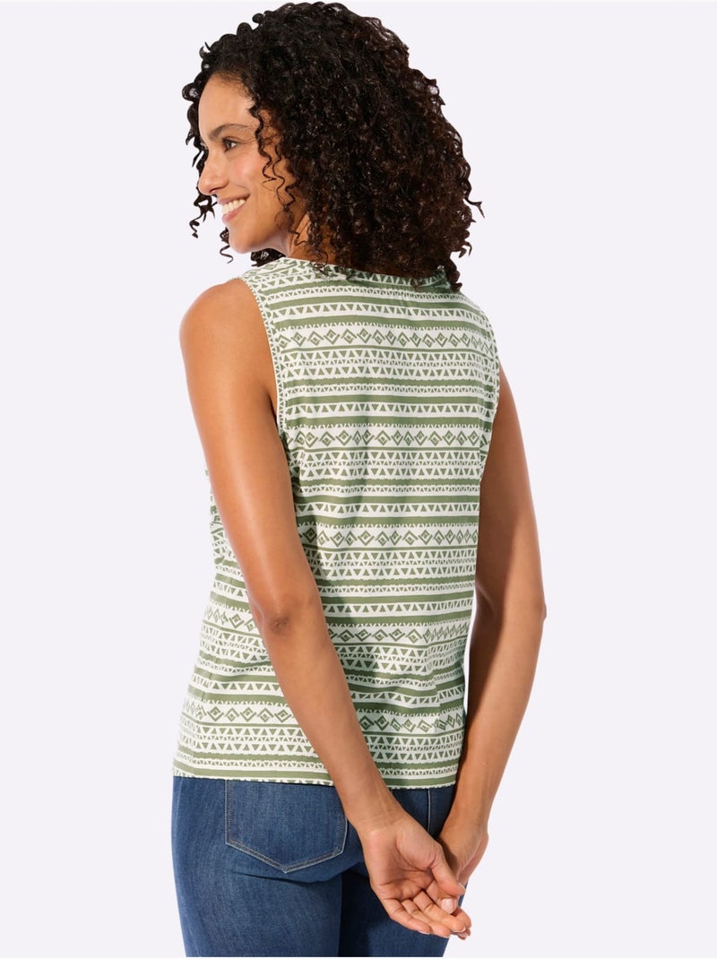 Débardeur Pur Coton - Taille Standard - Witt Blanc Vert - Kiabi