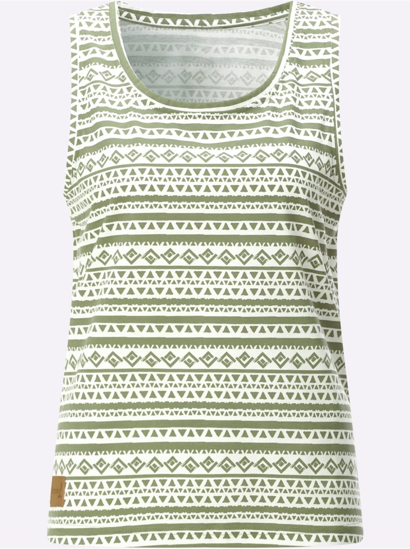 Débardeur Pur Coton - Taille Standard - Witt Blanc Vert - Kiabi