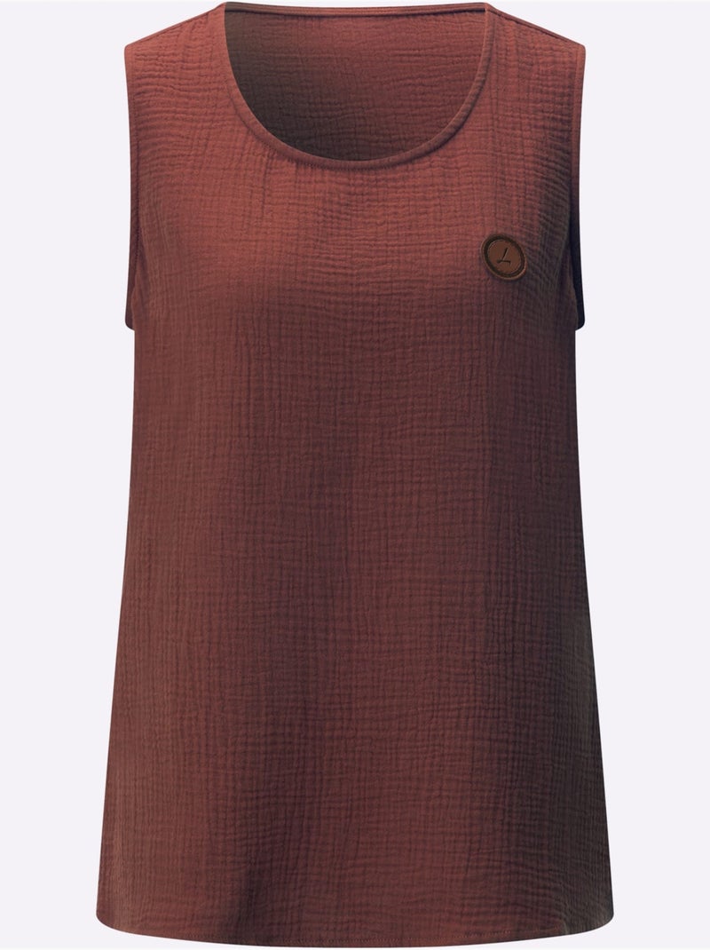 Débardeur pur coton à encolure ronde et sans manches avec détails texturés - taille standard - witt Marron - Kiabi