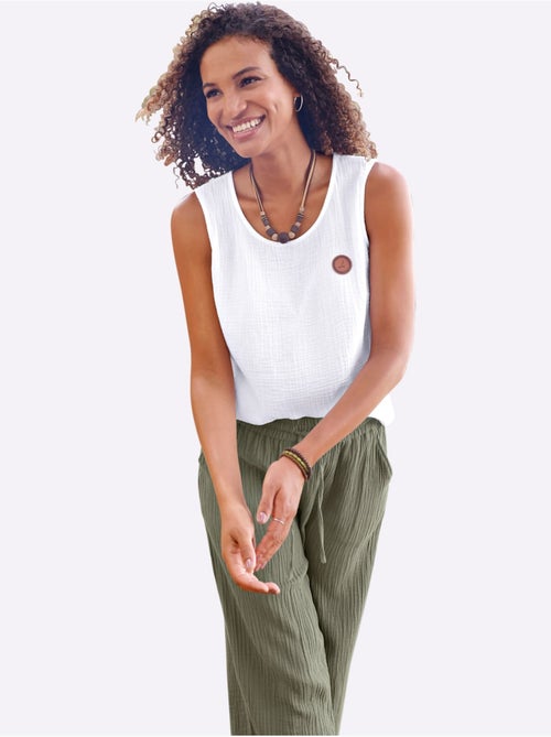 Débardeur pur coton à encolure ronde et sans manches en qualité structurée - Taille standard - Witt - Kiabi Débardeur pur coton à encolure ronde et sans manches en qualité structurée - Taille standard - Witt - Kiabi