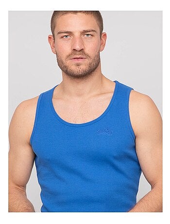 Soldes Débardeur homme, t-shirt marcel homme, coton, jersey - bleu