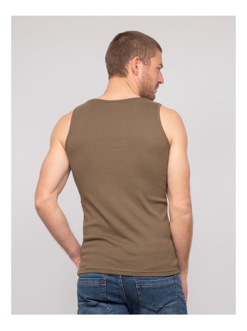 Débardeur pur coton organique WILL III Kaki - Kiabi