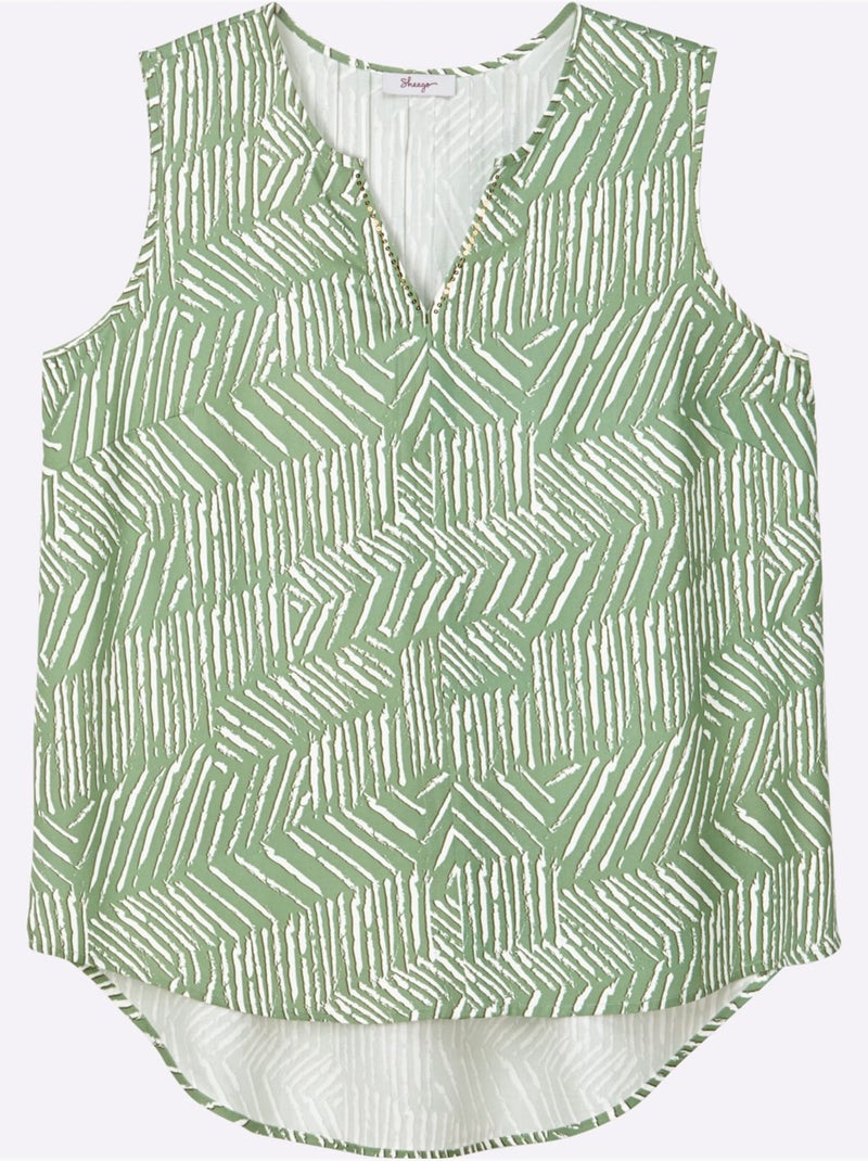 Débardeur Pure Viscose - Taille Standard - Sheego Blanc Vert - Kiabi