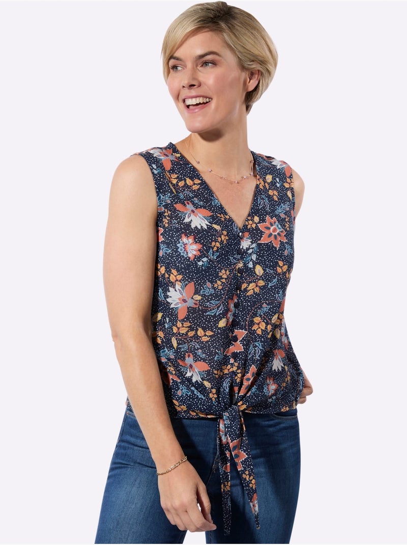 Débardeur Pure Viscose - Taille Standard - Witt Bleu Jaune - Kiabi