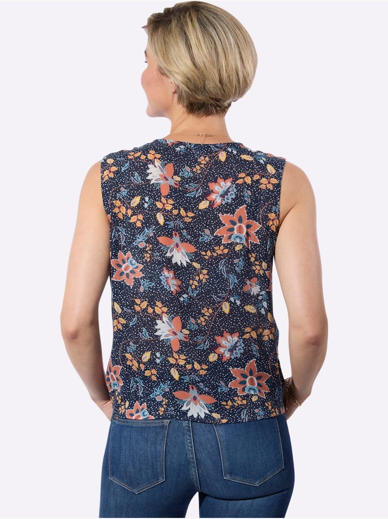 Débardeur Pure Viscose - Taille Standard - Witt Bleu Jaune - Kiabi