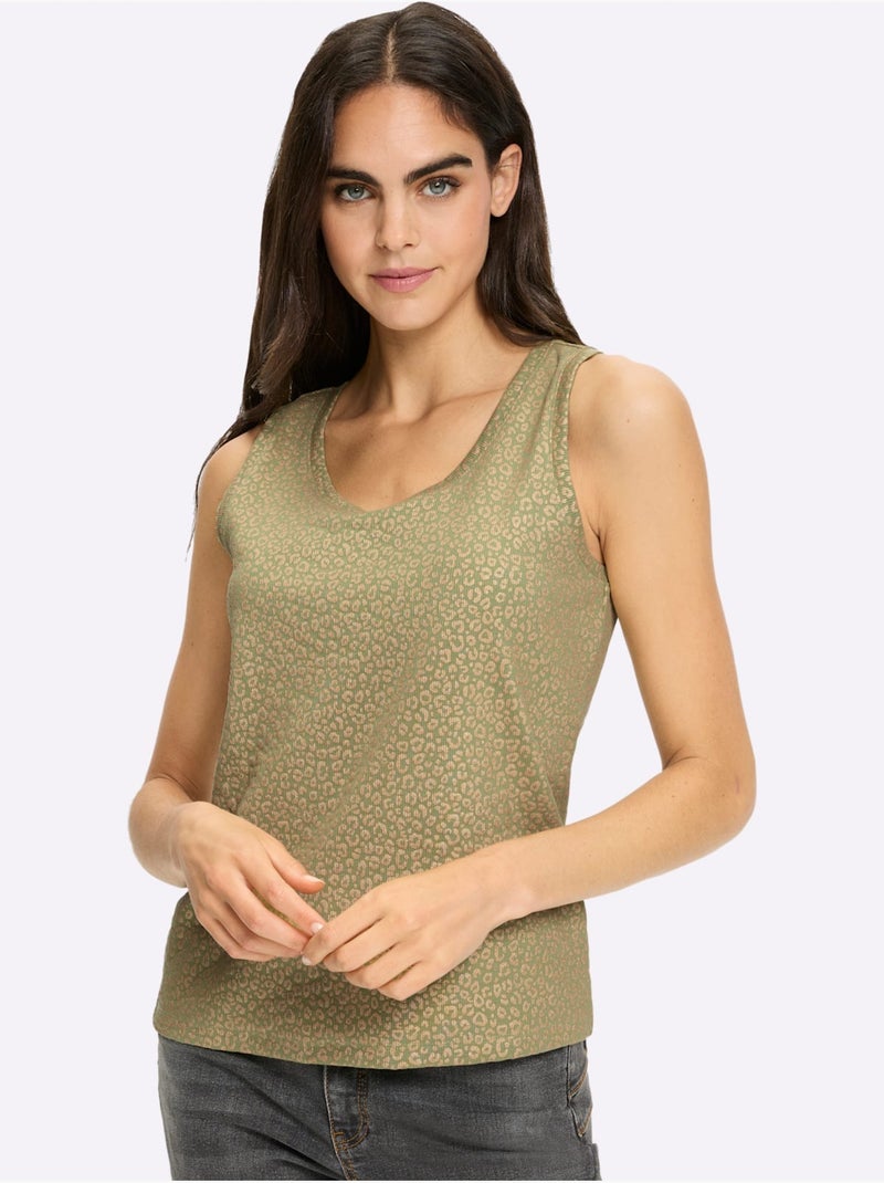 Débardeur Qualité Coton - Taille Standard - Helline Vert - Kiabi