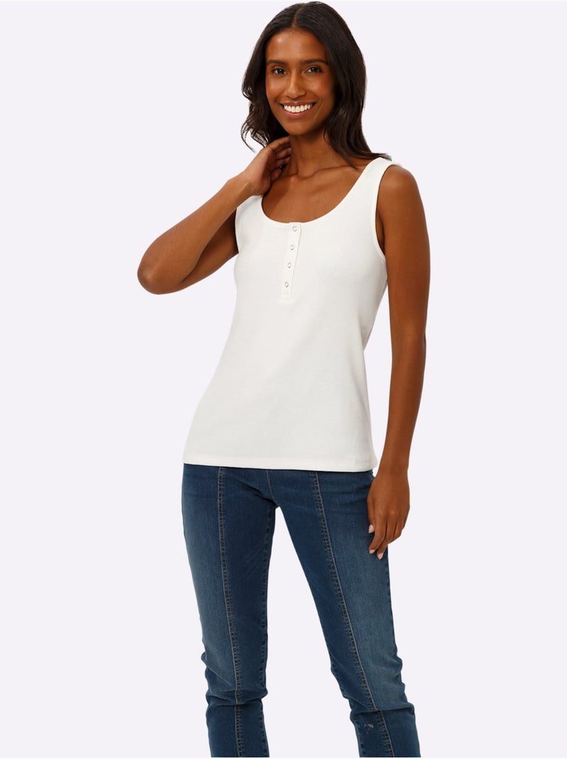 Débardeur Qualité Coton Doux Sur La Peau - Taille Standard - Helline Ecru - Kiabi