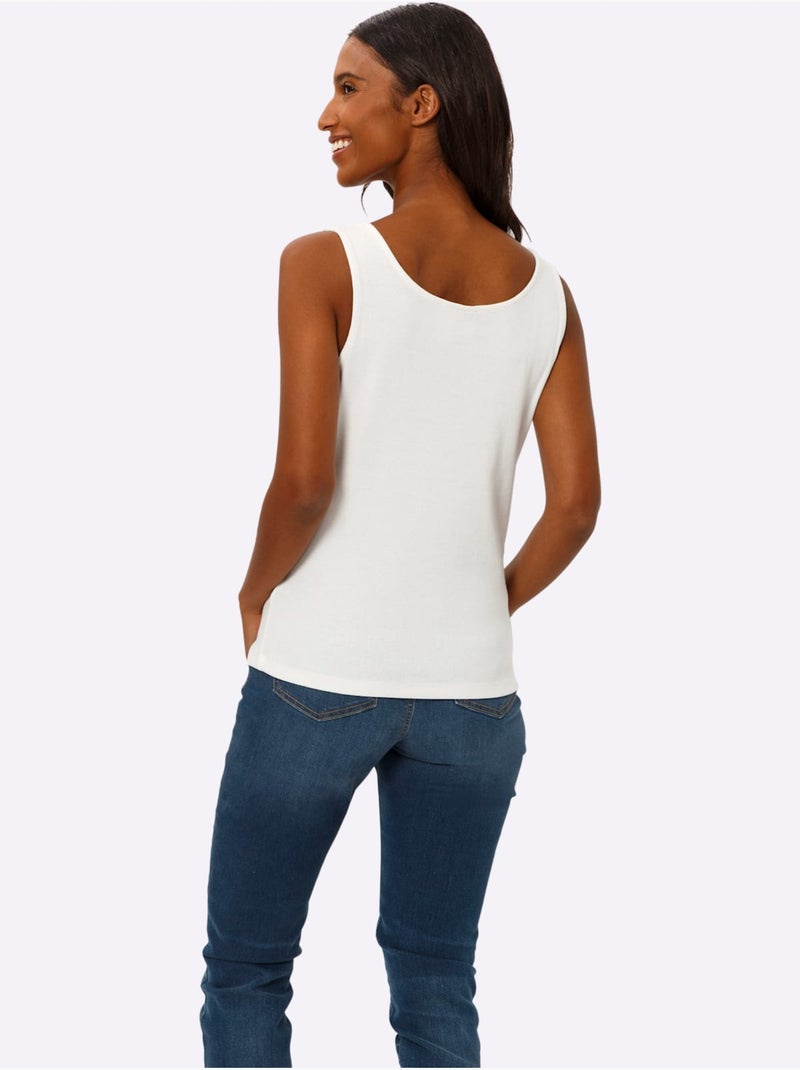 Débardeur Qualité Coton Doux Sur La Peau - Taille Standard - Helline Ecru - Kiabi