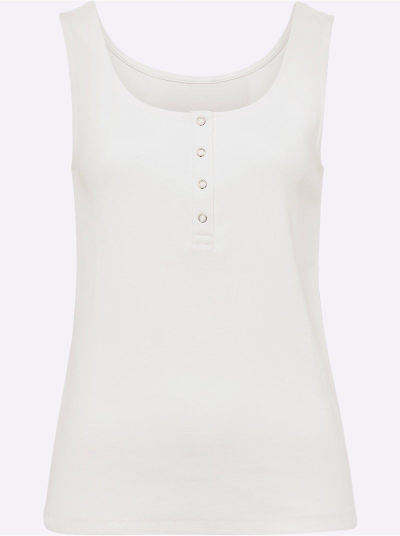 Débardeur Qualité Coton Doux Sur La Peau - Taille Standard - Helline Ecru - Kiabi