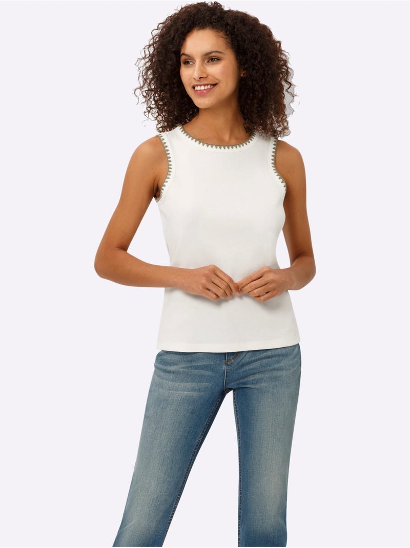 Débardeur Qualité Coton Doux Sur La Peau - Taille Standard - Helline Ecru - Kiabi