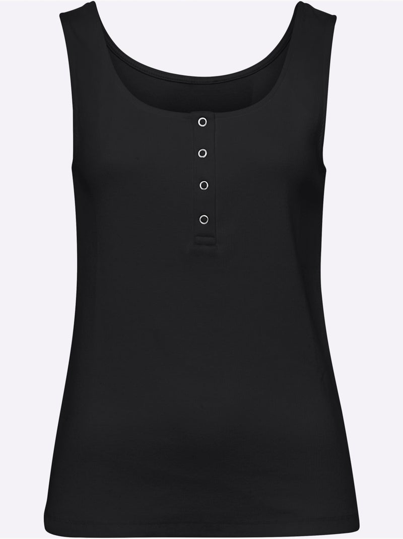 Débardeur Qualité Coton Doux Sur La Peau - Taille Standard - Helline Noir - Kiabi