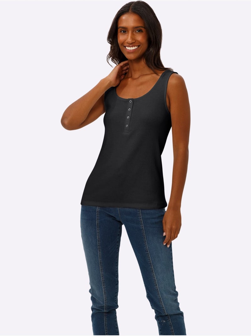 Débardeur Qualité Coton Doux Sur La Peau - Taille Standard - Helline Noir - Kiabi