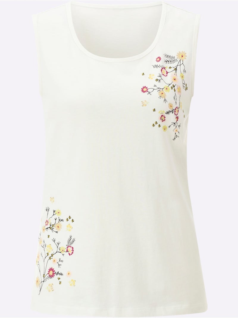 Débardeur Qualité Coton Doux Sur La Peau - Taille Standard - Moda Vilona Écru/Rose - Kiabi