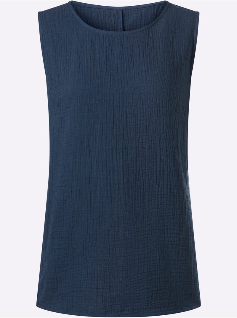 Débardeur Qualité Mousseline - Taille Standard - Moda Vilona Bleu foncé - Kiabi