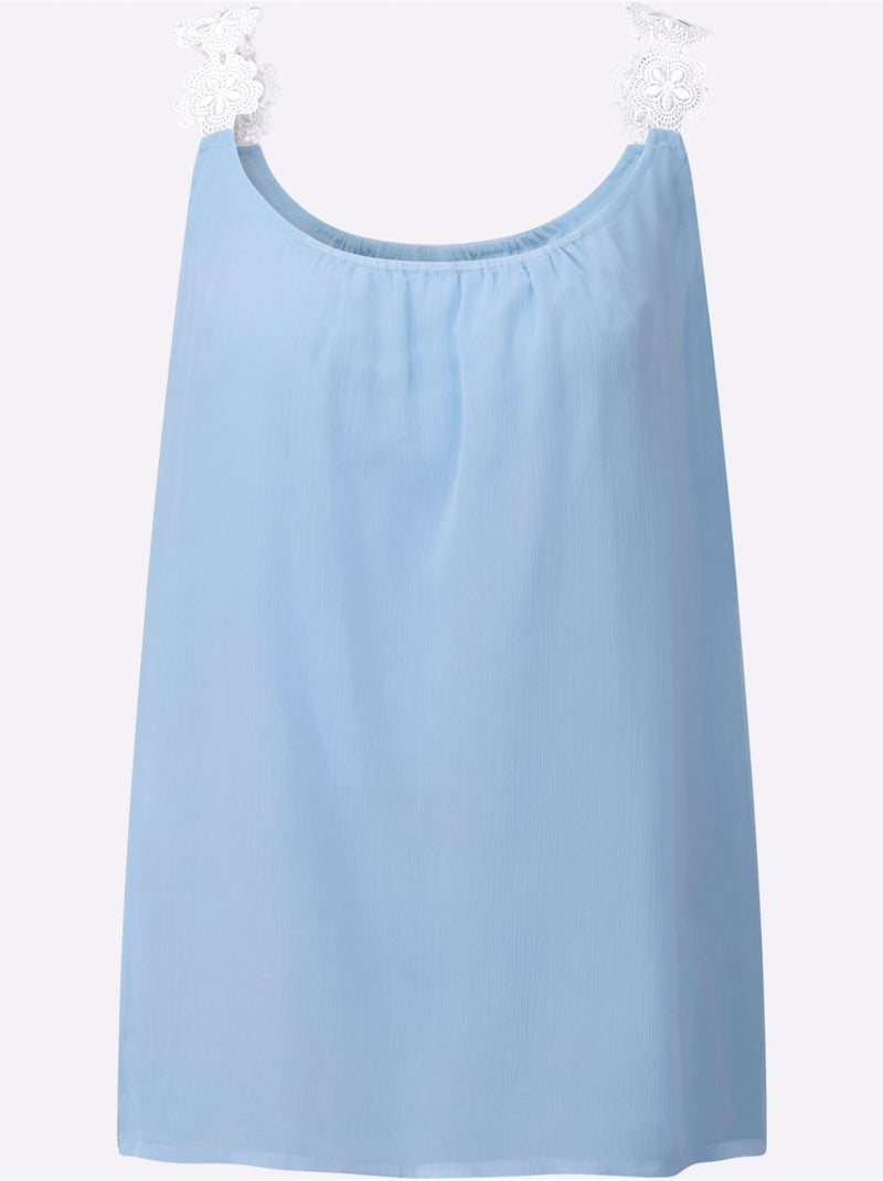 Débardeur Qualité Mousseline Fluide - Taille Standard - Witt Bleu ciel - Kiabi