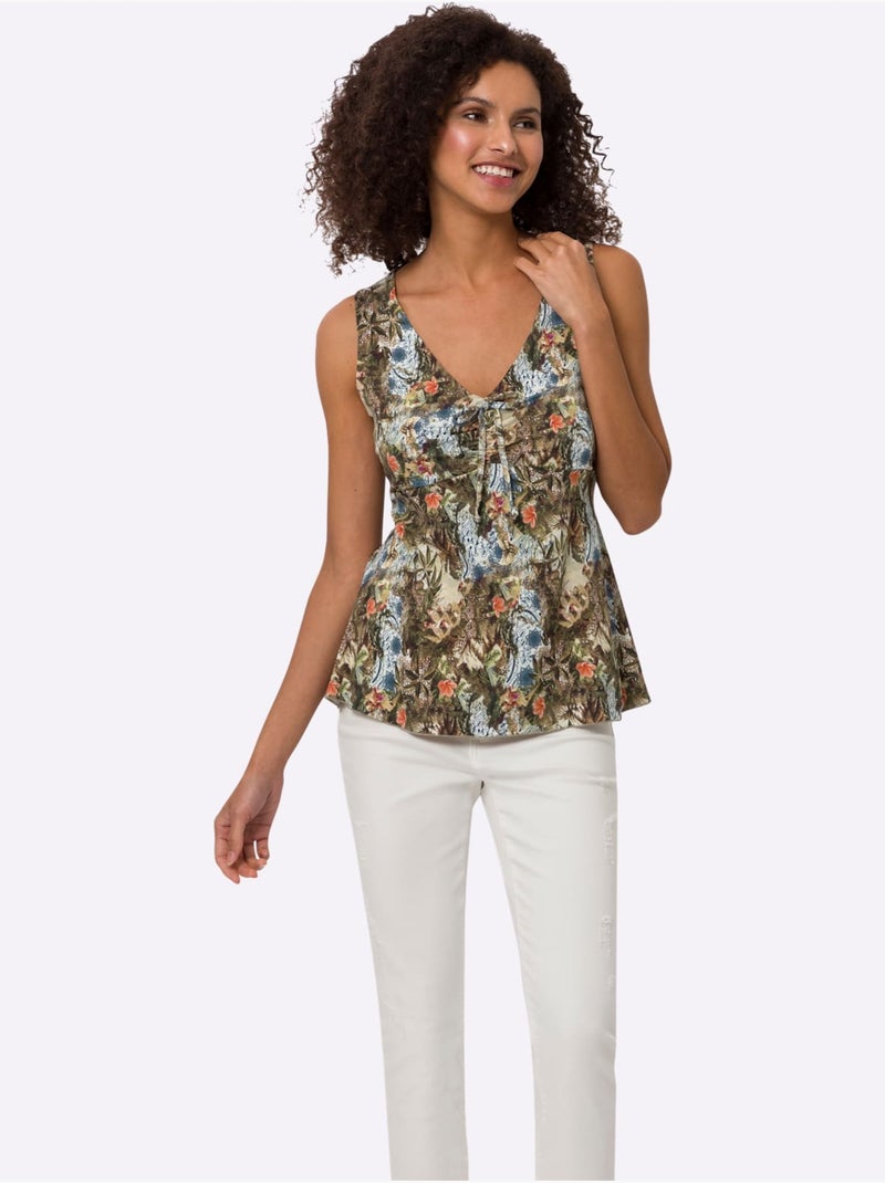 Débardeur Qualité Viscose Douce - Taille Standard - Helline Blanc Vert - Kiabi