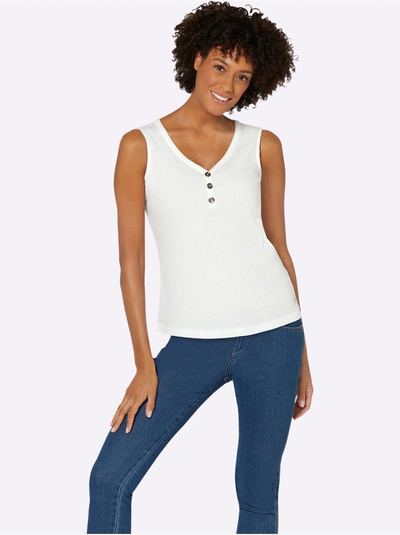 Débardeur Qualité Viscose Extensible Souple - Taille Standard - Witt Ecru - Kiabi