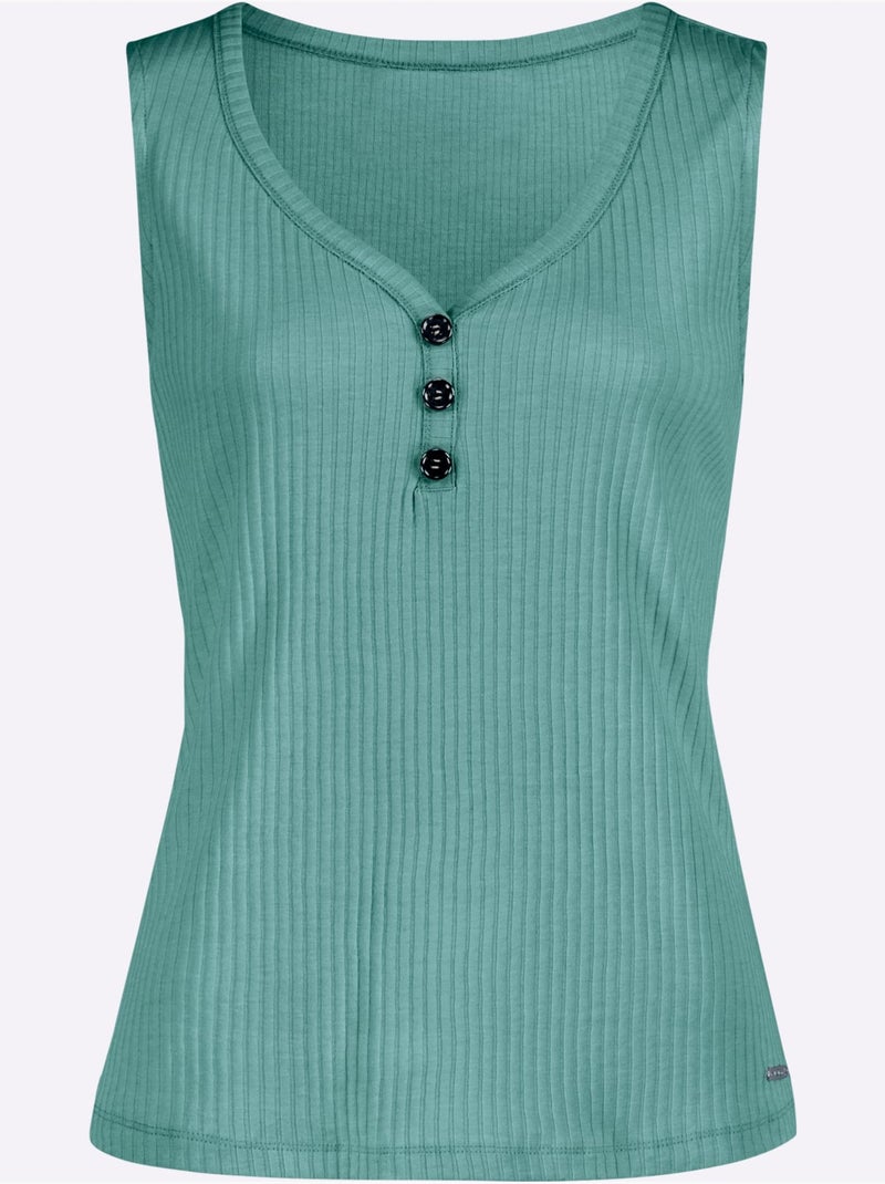 Débardeur Qualité Viscose Extensible Souple - Taille Standard - Witt Vert Sauge - Kiabi