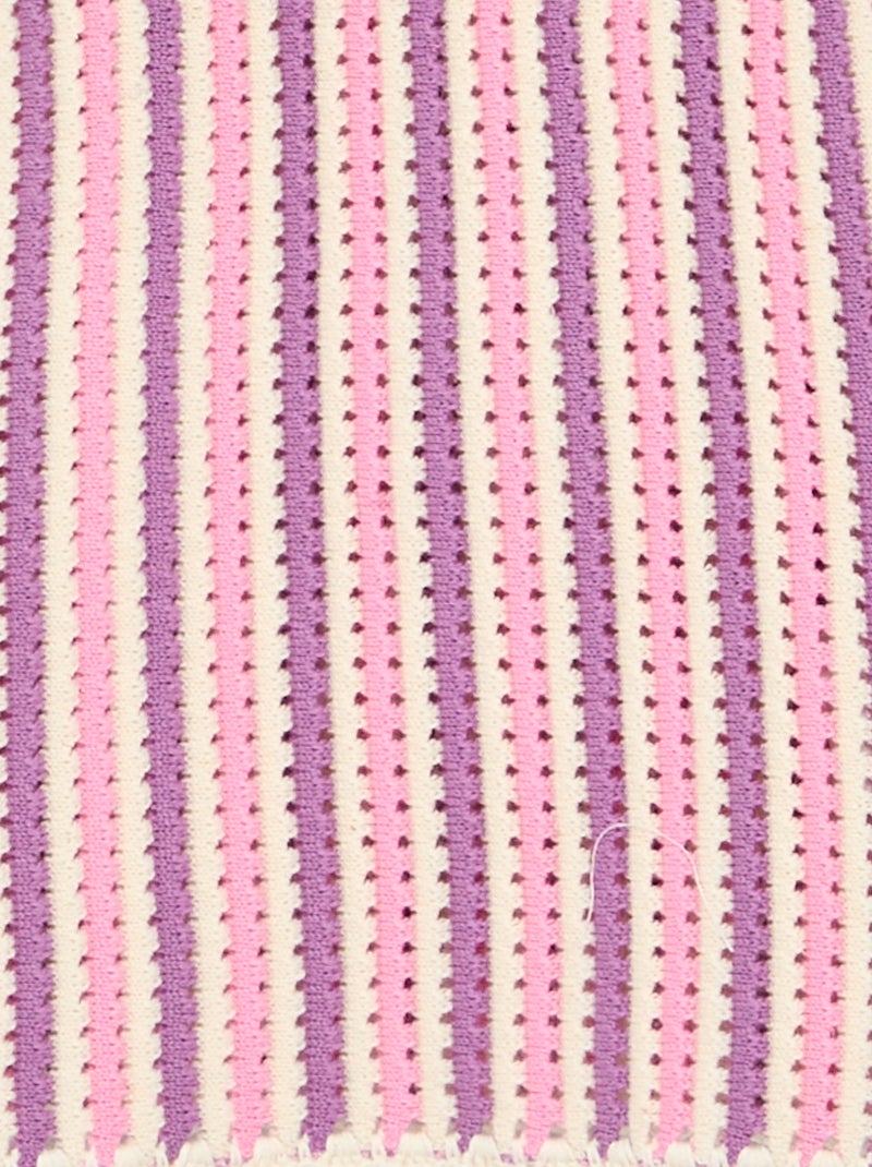Débardeur rayé en crochet Violet - Kiabi