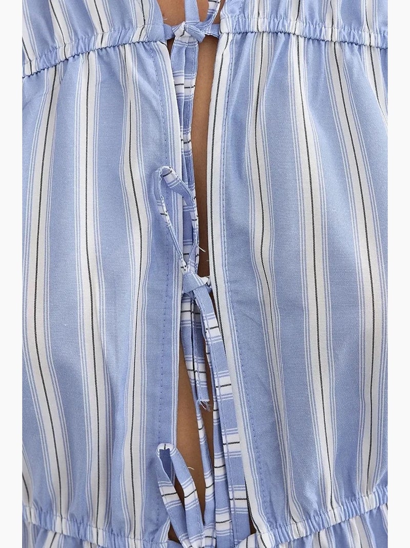 Débardeur rayé péplum boutonné hiccup Bleu - Kiabi
