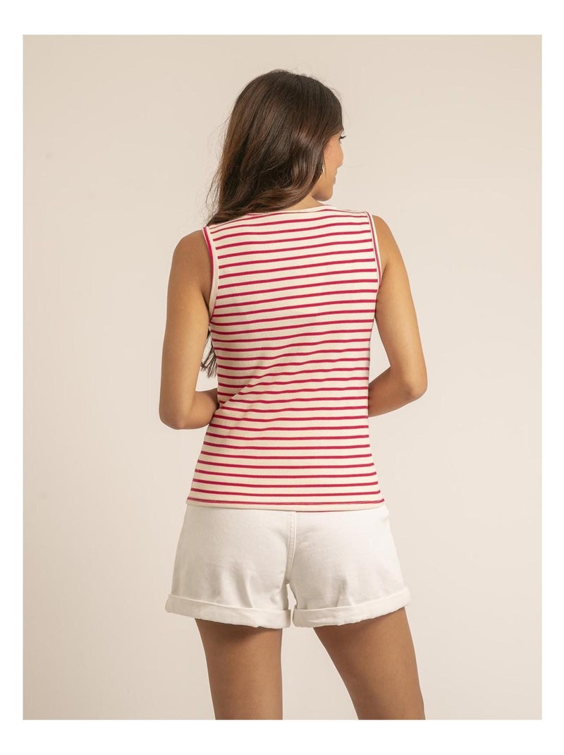 Débardeur rayures FORALIA Rose fushia - Kiabi