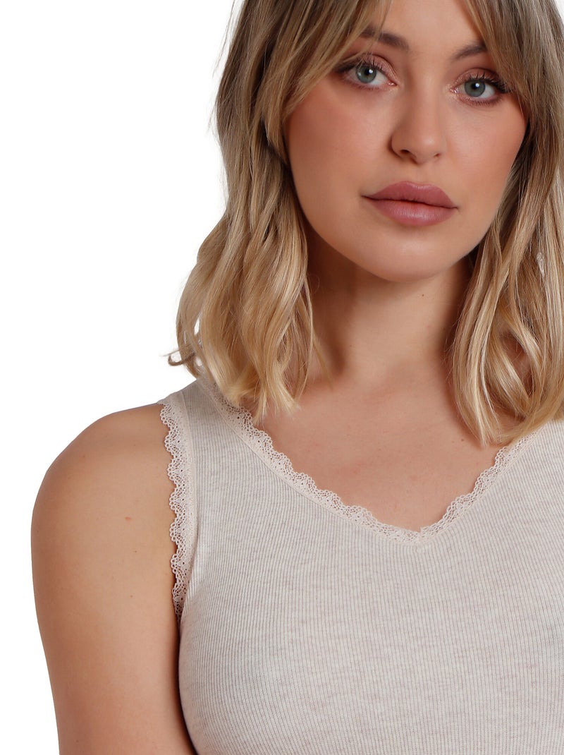 Débardeur Romantic Rib Beige - Kiabi
