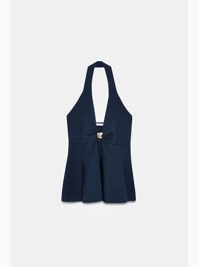 Débardeur sans couture à encolure américaine basque dilvin Bleu marine - Kiabi