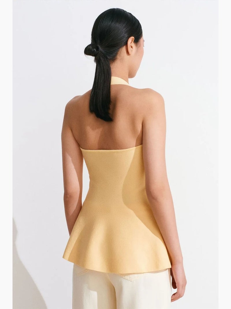 Débardeur sans couture à encolure américaine basque dilvin Jaune citron - Kiabi