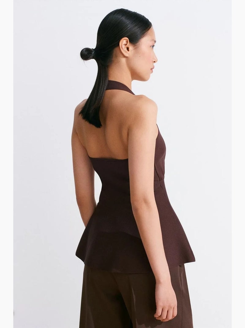 Débardeur sans couture à encolure américaine basque dilvin Marron chocolat - Kiabi