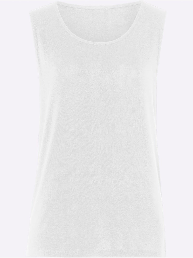 Débardeur sans manches à encolure ronde en viscose douce - taille standard - moda vilona Blanc - Kiabi