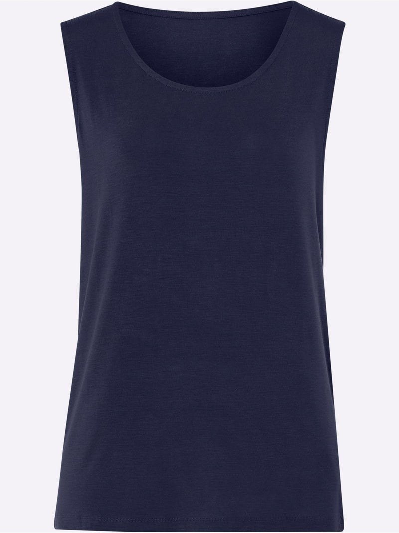 Débardeur sans manches à encolure ronde en viscose douce - Taille standard - Moda Vilona Bleu marine - Kiabi