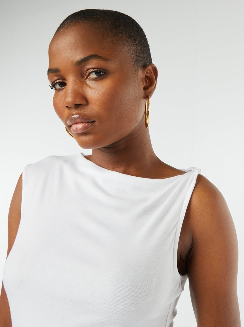 Débardeur sans manches avec col droit Blanc - Kiabi