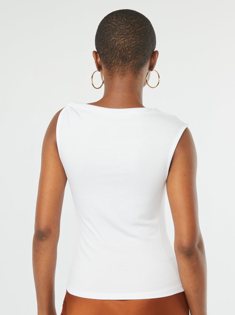 Débardeur sans manches avec col droit Blanc - Kiabi
