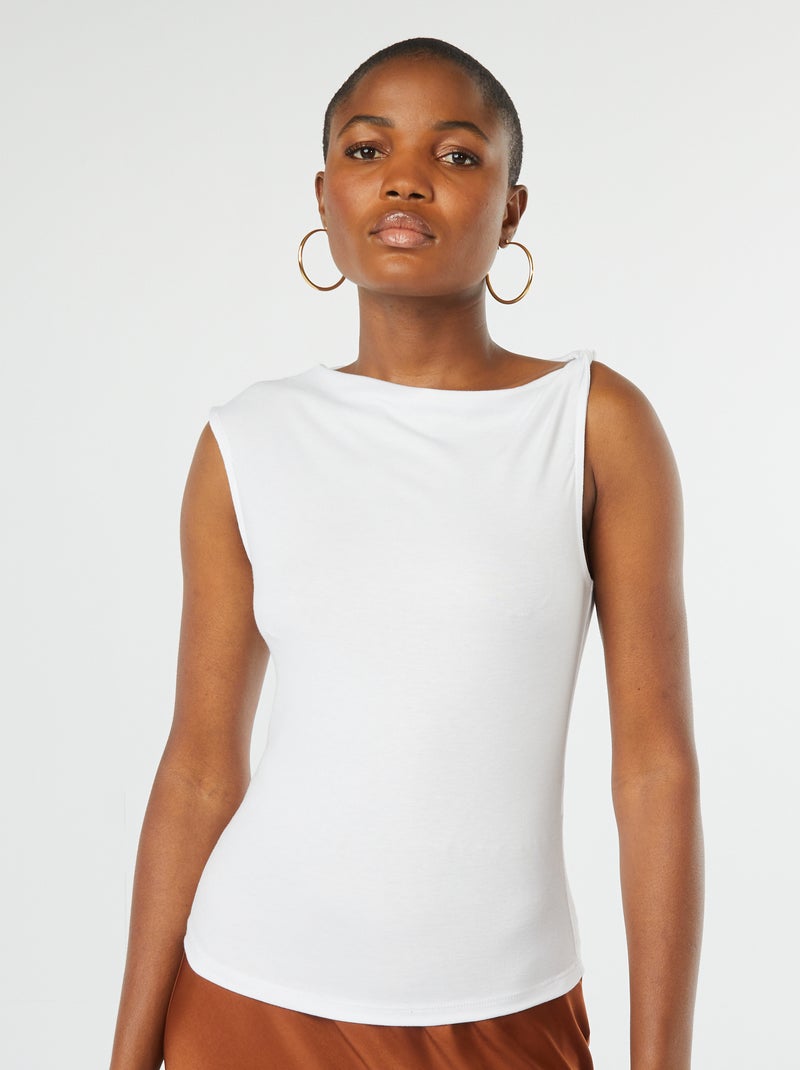 Débardeur sans manches avec col droit Blanc - Kiabi