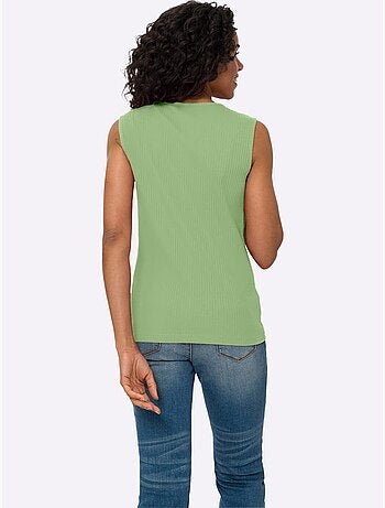 Débardeur sans manches en coton à col rond côtelé - taille standard - moda vilona