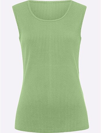 Débardeur sans manches en coton à col rond côtelé - taille standard - moda vilona