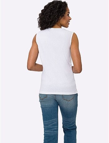 Débardeur sans manches en coton à col rond côtelé - taille standard - moda vilona