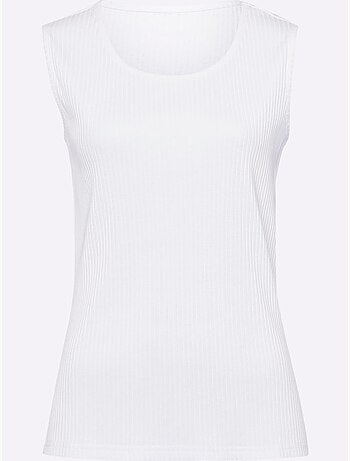 Débardeur sans manches en coton à col rond côtelé - taille standard - moda vilona