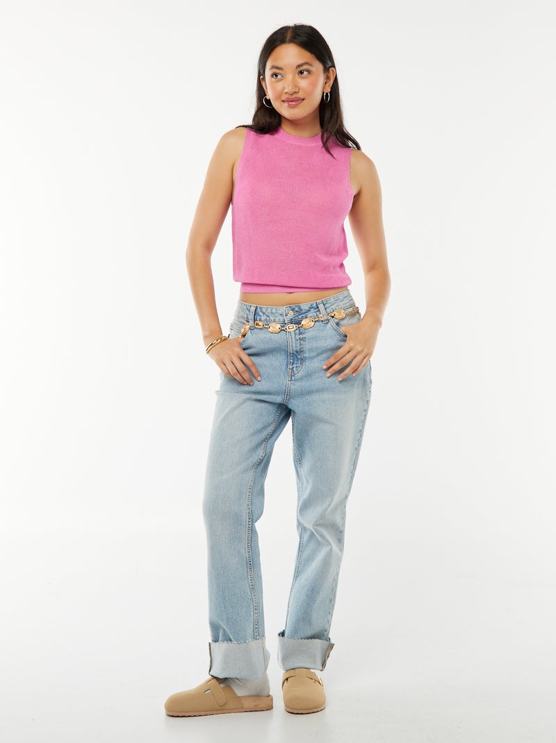 Débardeur sans manches encolure américaine Rose - Kiabi